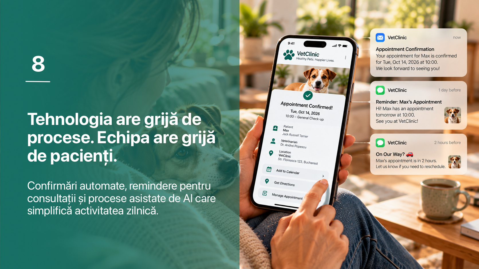 8. Tehnologia are grijă de procese. Echipa are grijă de pacienți.